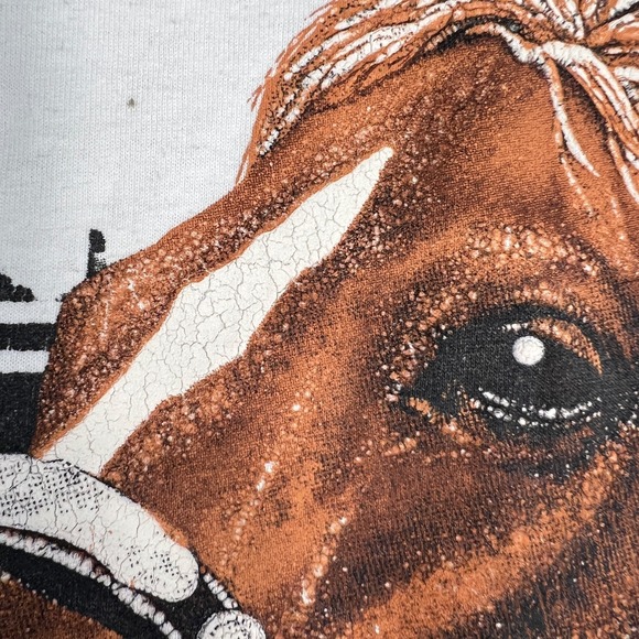 VTG Horse Head Graphic T Shirt Fits M 1990s Jerzees Western Cowboy Riding USA - Picture 6 of 12